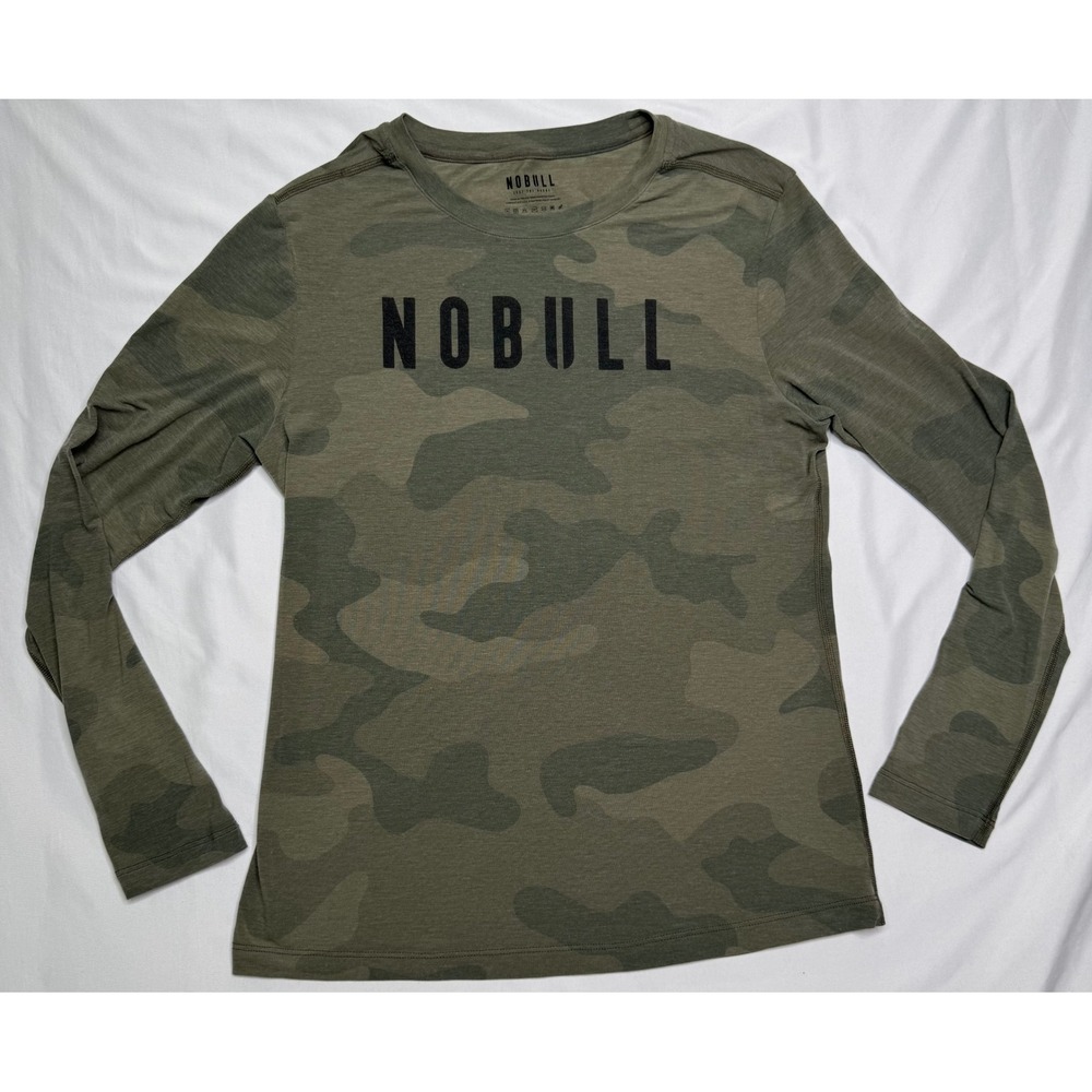 NOBULL Just The Horns Womens Camo Long Sleeve Training Shirt Green Size Medium